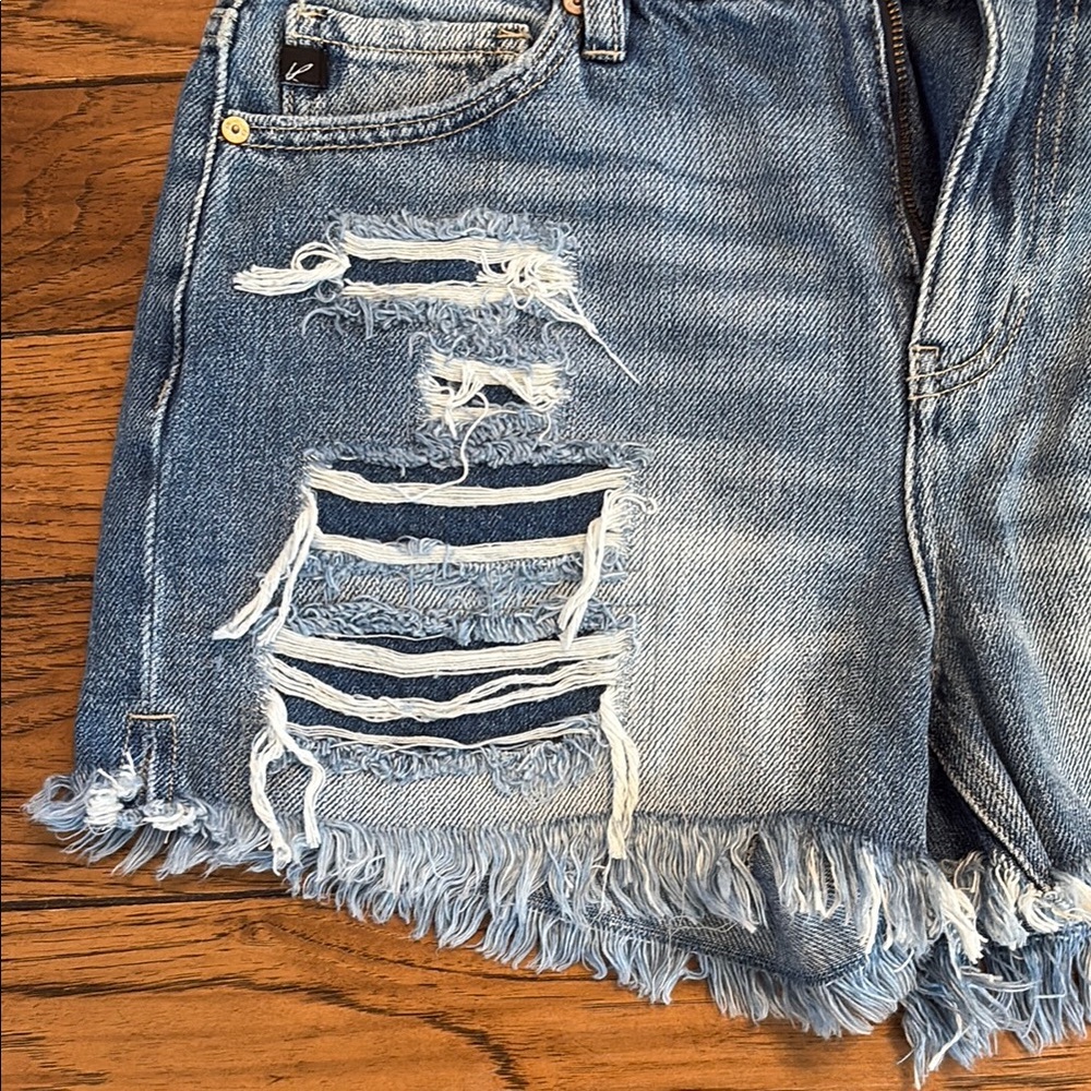 Distressed Blue Denim Shorts - Picture 6 of 8